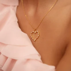 Outlet Baguette Heart Necklace/Crystal Halsband