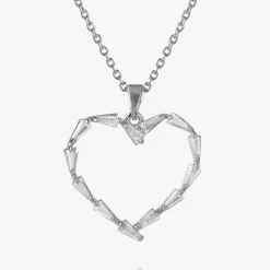 Outlet Baguette Heart Necklace/Crystal Halsband