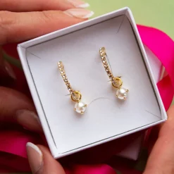 Fashion Bella Loop Earrings/Pearl + Crystal Örhängen