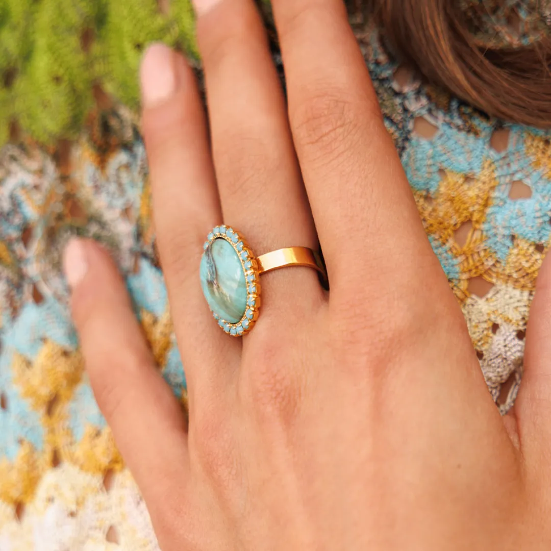 Outlet Boho Turqouise Ring/Turquoise Matt Ringar