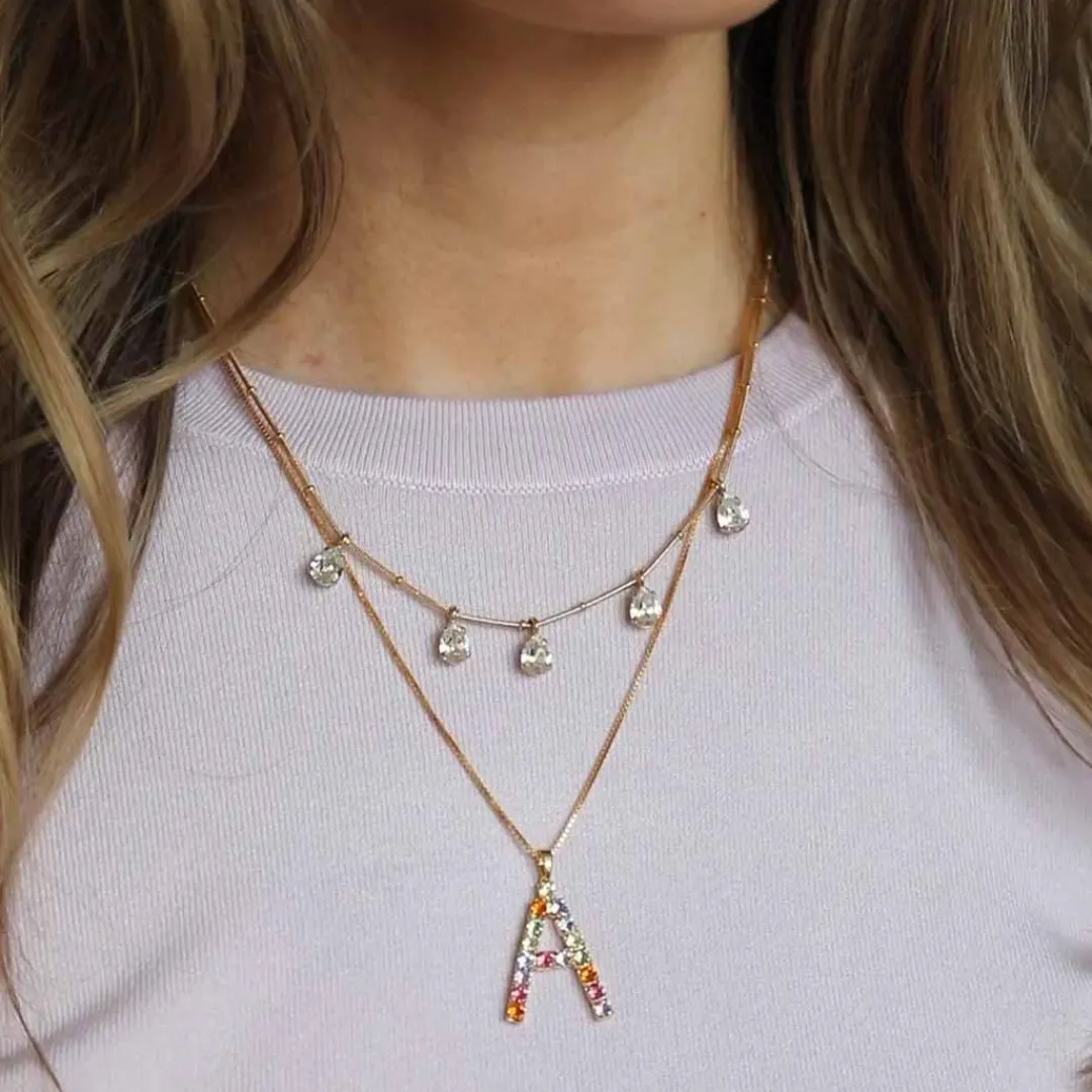 Clearance Letter Necklace A/Rainbow Combo Halsband