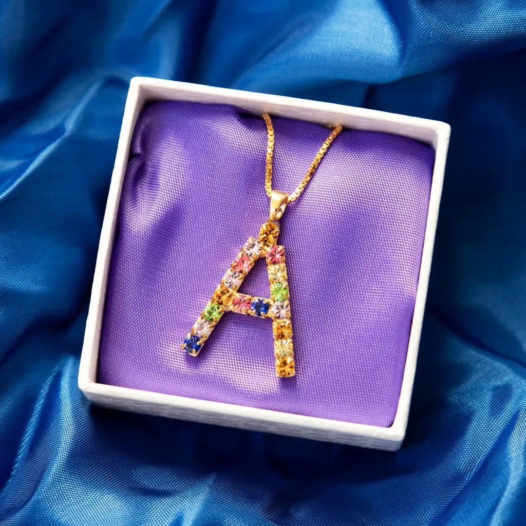 Clearance Letter Necklace A/Rainbow Combo Halsband