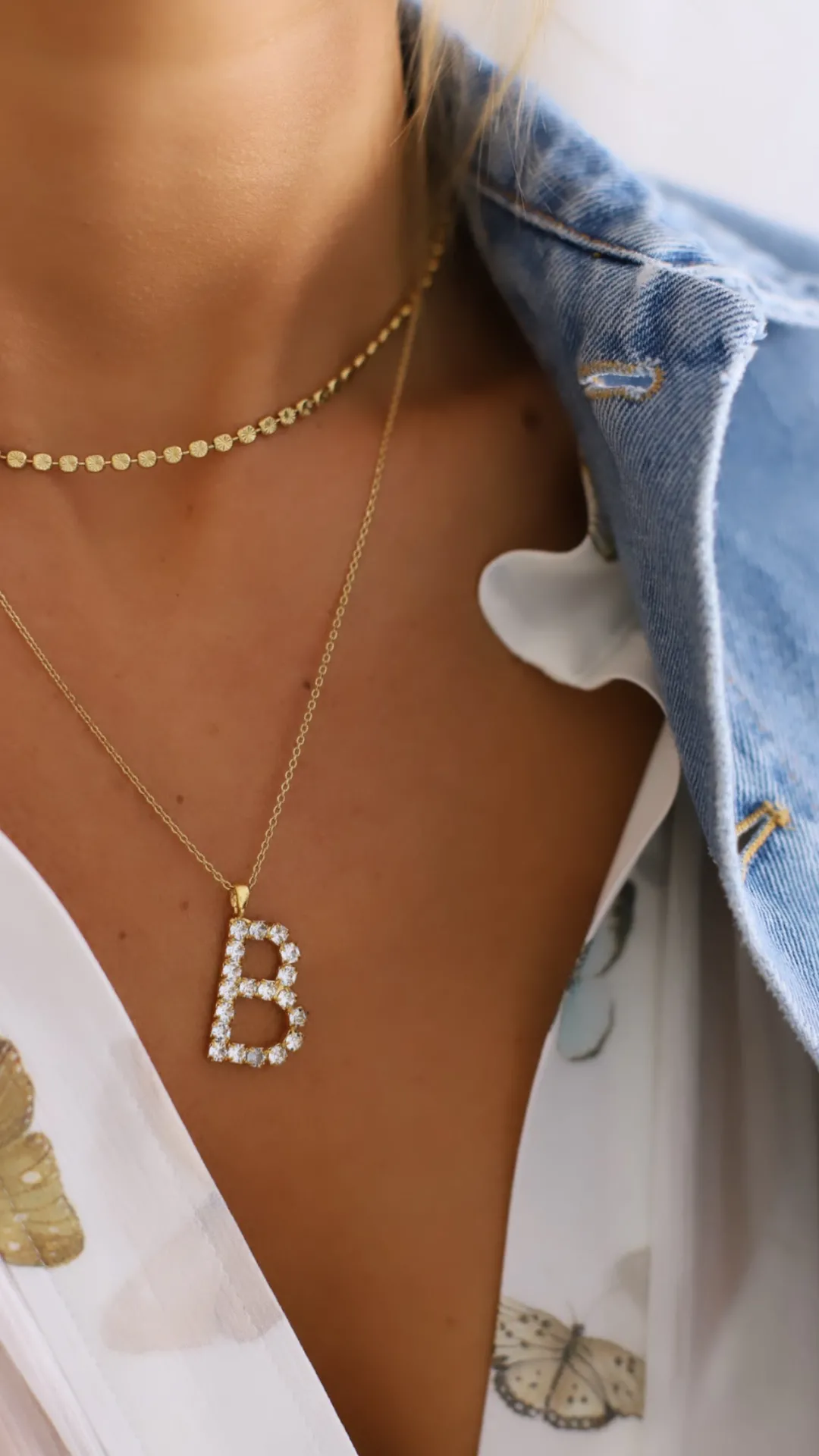 Best Letter Necklace B/Crystal Halsband