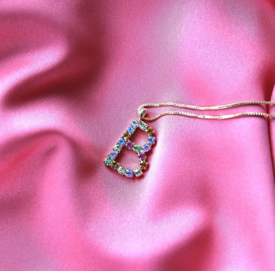 Fashion Letter Necklace B/Rainbow Combo Halsband