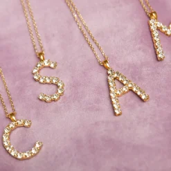 Sale Letter Necklace C/Crystal Halsband