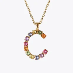 Best Sale Letter Necklace C/Rainbow Combo Halsband