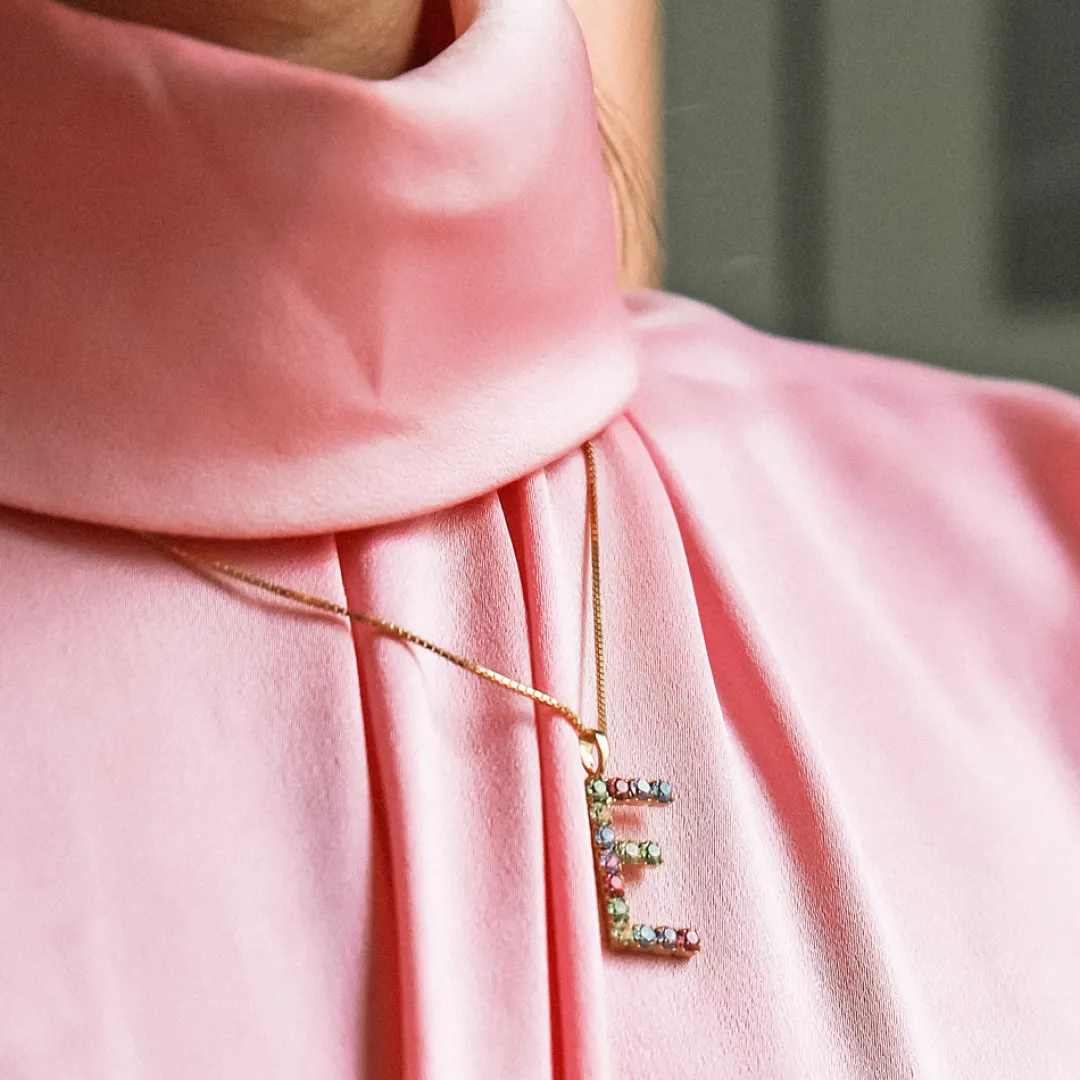 Online Letter Necklace E/Rainbow Combo Halsband