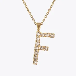 New Letter Necklace F/Crystal Halsband