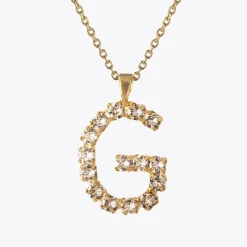 Clearance Letter Necklace G/Crystal Halsband