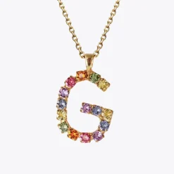 Fashion Letter Necklace G/Rainbow Combo Halsband