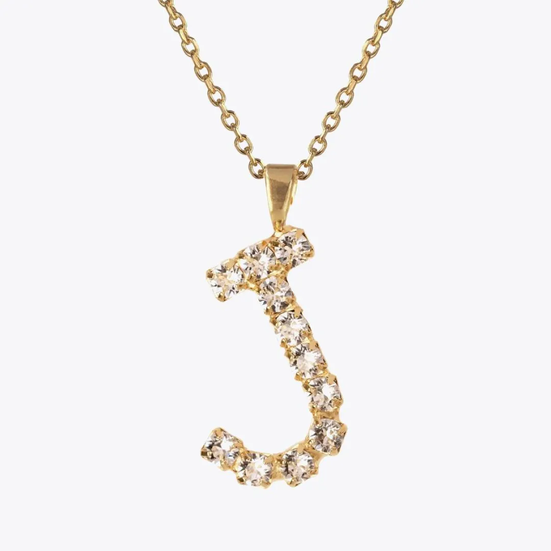 Outlet Letter Necklace J/Crystal Halsband