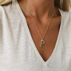 Discount Letter Necklace P/Rainbow Combo Halsband