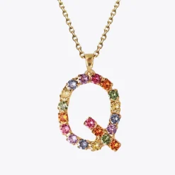 New Letter Necklace Q/Rainbow Combo Halsband