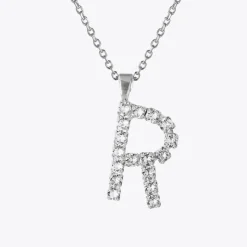 Outlet Letter Necklace R/Crystal Halsband