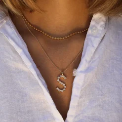 Cheap Letter Necklace S/Crystal Halsband