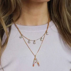 Online Letter Necklace S/Rainbow Combo Halsband