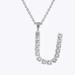 Discount Letter Necklace U/Crystal Halsband