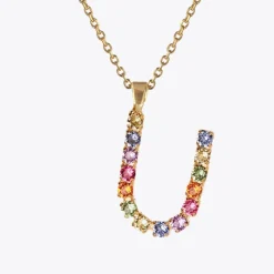 Best Sale Letter Necklace U/Rainbow Combo Halsband