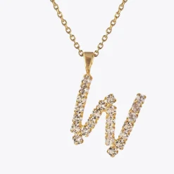 Clearance Letter Necklace W/Crystal Halsband