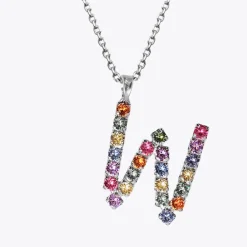 Cheap Letter Necklace W/Rainbow Combo Halsband