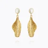 Cheap Mini Golden Leaf Earrings/Pearl Örhängen