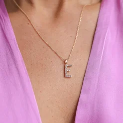 Flash Sale Mini Letter Necklace E/Crystal Halsband