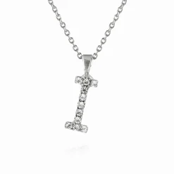 New Mini Letter Necklace I/Crystal Halsband