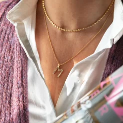 Discount Mini Letter Necklace M/Crystal Halsband