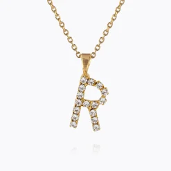 Outlet Mini Letter Necklace R/Crystal Halsband