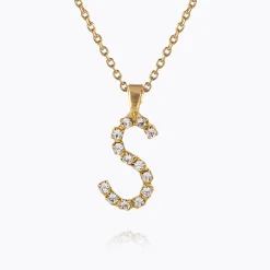 Clearance Mini Letter Necklace S/Crystal Halsband