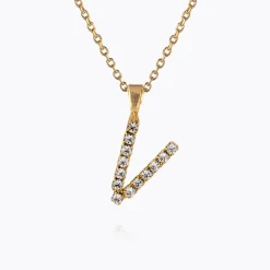Outlet Mini Letter Necklace V/Crystal Halsband