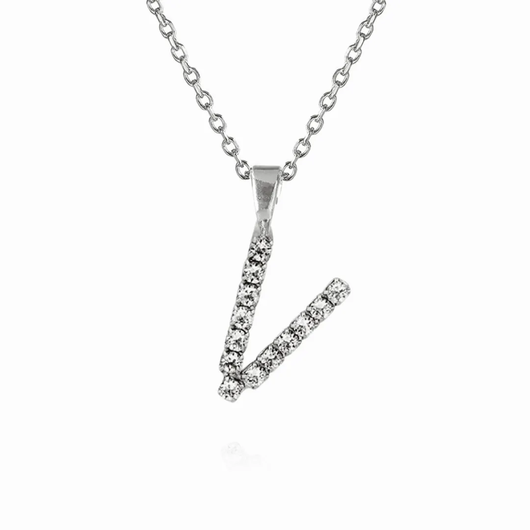 Outlet Mini Letter Necklace V/Crystal Halsband