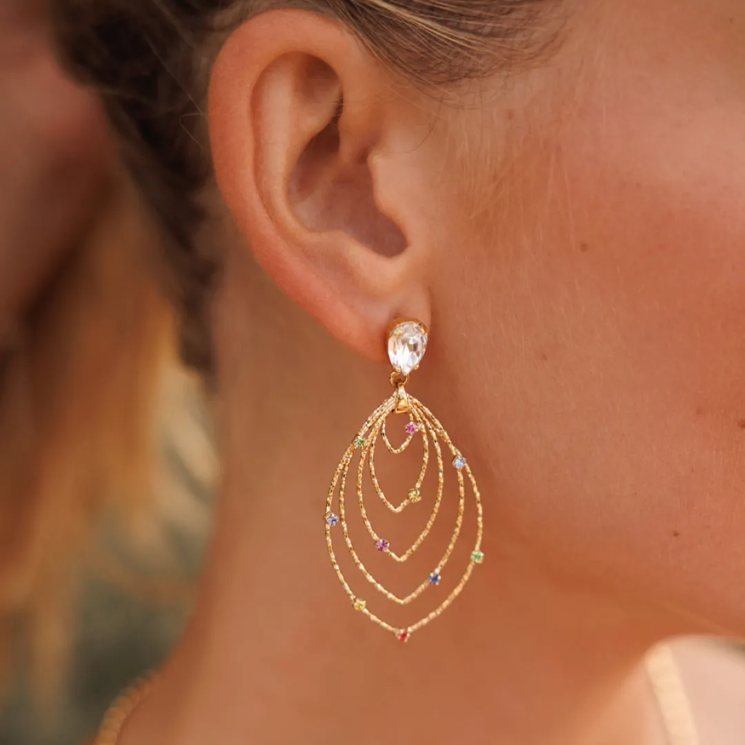 Store Mini Lotus Earrings/Rainbow Combo Örhängen