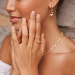 Store Petite Greek Eye Ring/Crystal Ringar