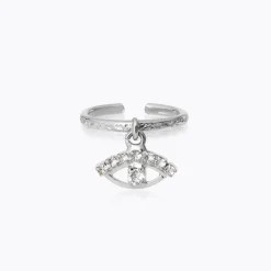 Store Petite Greek Eye Ring/Crystal Ringar